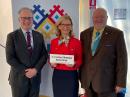 (left to right) IARU President Tim Ellam, VE6SH; ITU Secretary-General elect Doreen Bogdan-Martin, KD2JTX, and ARRL Technical Relations Specialist Jon Siverling, WB3ERA.